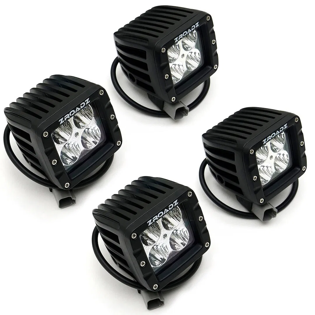 Z365711-KIT4 – T-REX Driving/ Fog Light, LED Bulb 5 Watt CREE LED 3 Inch Square 20 Watt Flood Beam 1712 Lumens Black ...